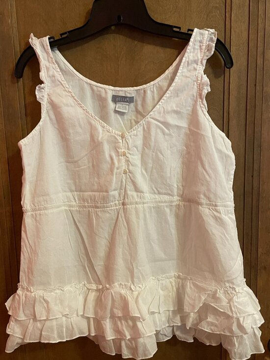 dELiA*s Tops - Beautiful White Delia's All Cotton Frilly Summer Baby Doll Style Top!! Women's L